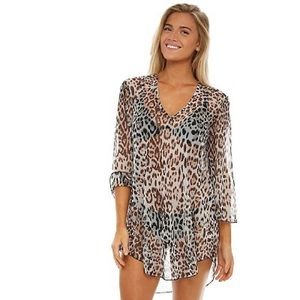 Leopard Mesh Beach Coverup